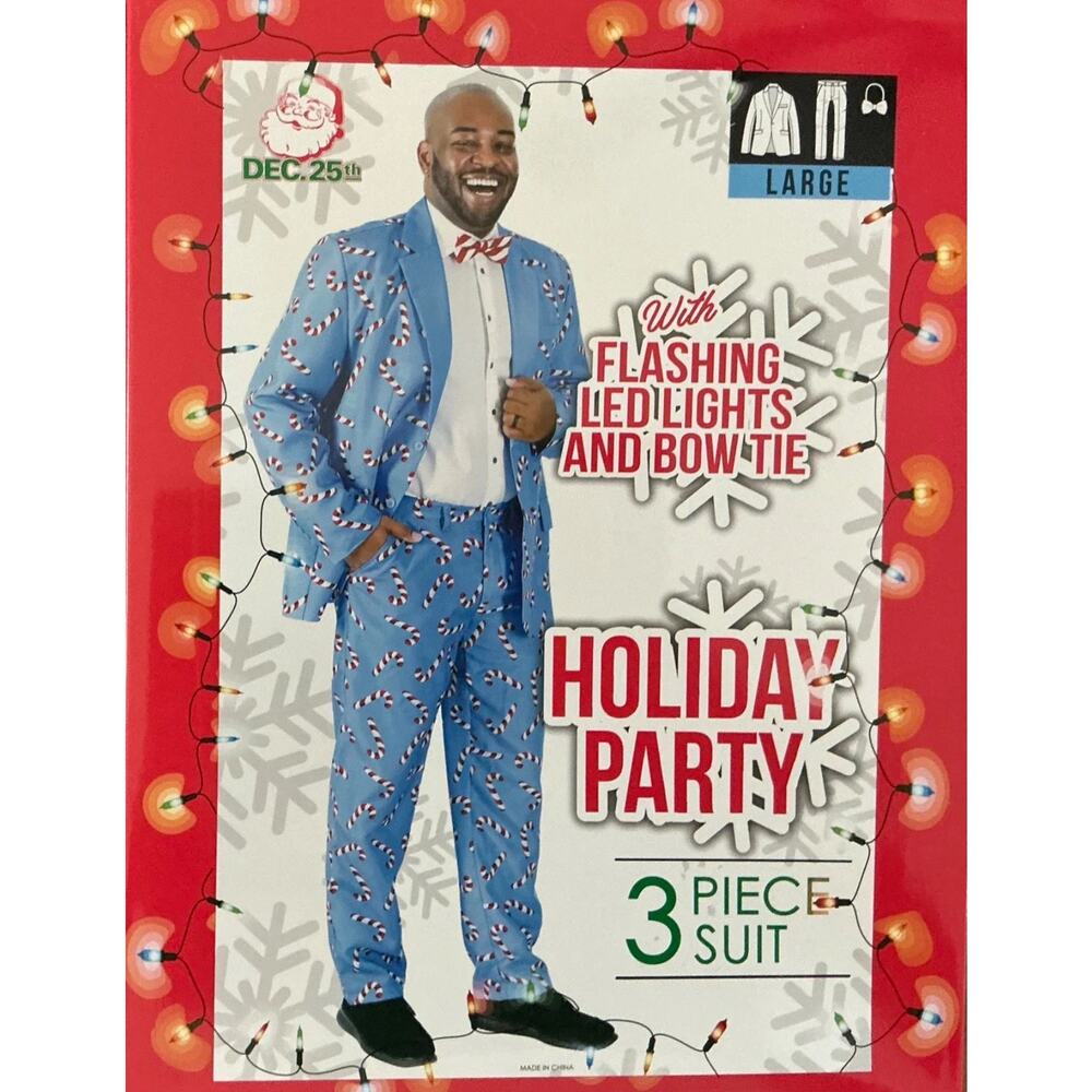 Dec 25th Men's Holiday 3-Piece LED Light Up Suit Set Size XL